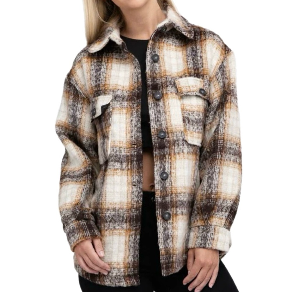 Fashion Nova Cozy plaid Shacket size Large